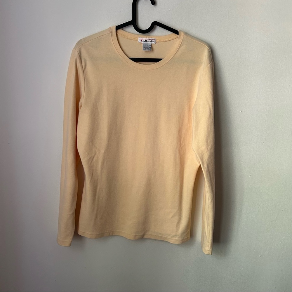 Talbots | Vintage Pale Yellow Basic Long-Sleeve C… - image 1